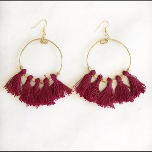 Maroon Tassel Earrings